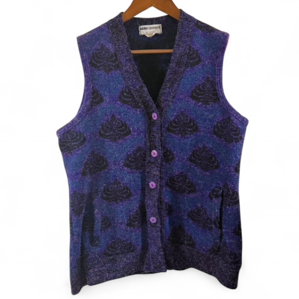 VTG Ladiesโ Iridescent Cardigan Vest Size M/L